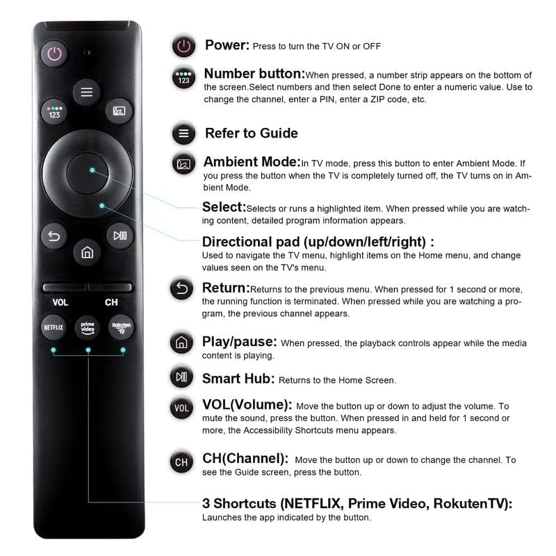Image of Compatible with Samsung Smart 4K Tv Remote Led UHD QLED Television and Monitor Suitable for Frame Ultra 6 7 8 Series with Hot Keys BN59 Model Without Voice Command, AA Battery
