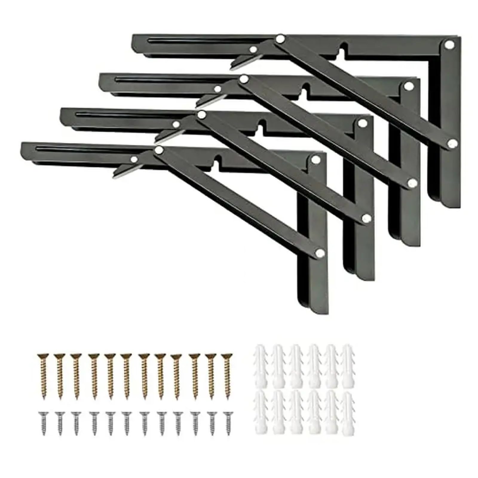 Linypa66 One Color Folding Shelf Brackets Heavy Duty Folding Shelf Bracket 20" 4 Pcs Collapsible Hinge Wall Mount Stand Lockable