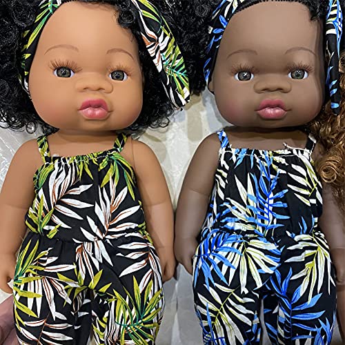 Hengqiyuan Schwarze Puppen Mode afrikanische Mädchenpuppen Spielen Puppe 50cm für Kinder,A – Bild 7