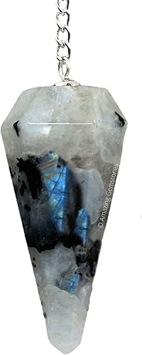 Increíble péndulo de cristal de piedras preciosas para la adivinación  Collar de péndulo con cadena de chakras y bola de cristal para curación Reiki