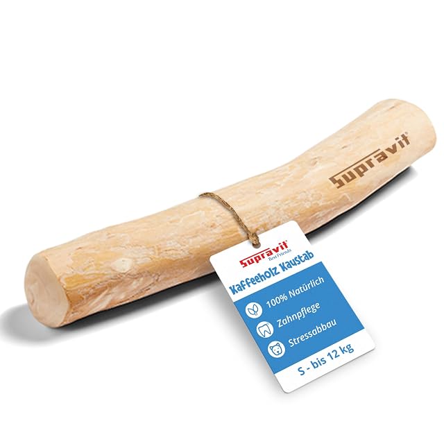 SUPRAVIT Hueso de masticación natural de madera de café para perros S,Más de un palo de madera,emocionante…