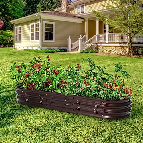 Luxenhome Galvanized Raised Garden Bed, 67" Raised Garden Bed, Brown Metal Planters For Outdoor Plants, Oval Steel Planter Box Kit For Flower And Vegetable, Gardening Pots, Planters & Accessories… #TOP29