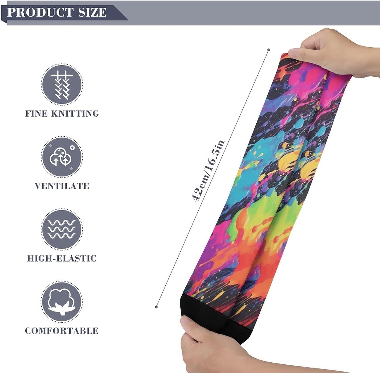Colorful Paint Knee High Soccer Socks Moisture Wicking