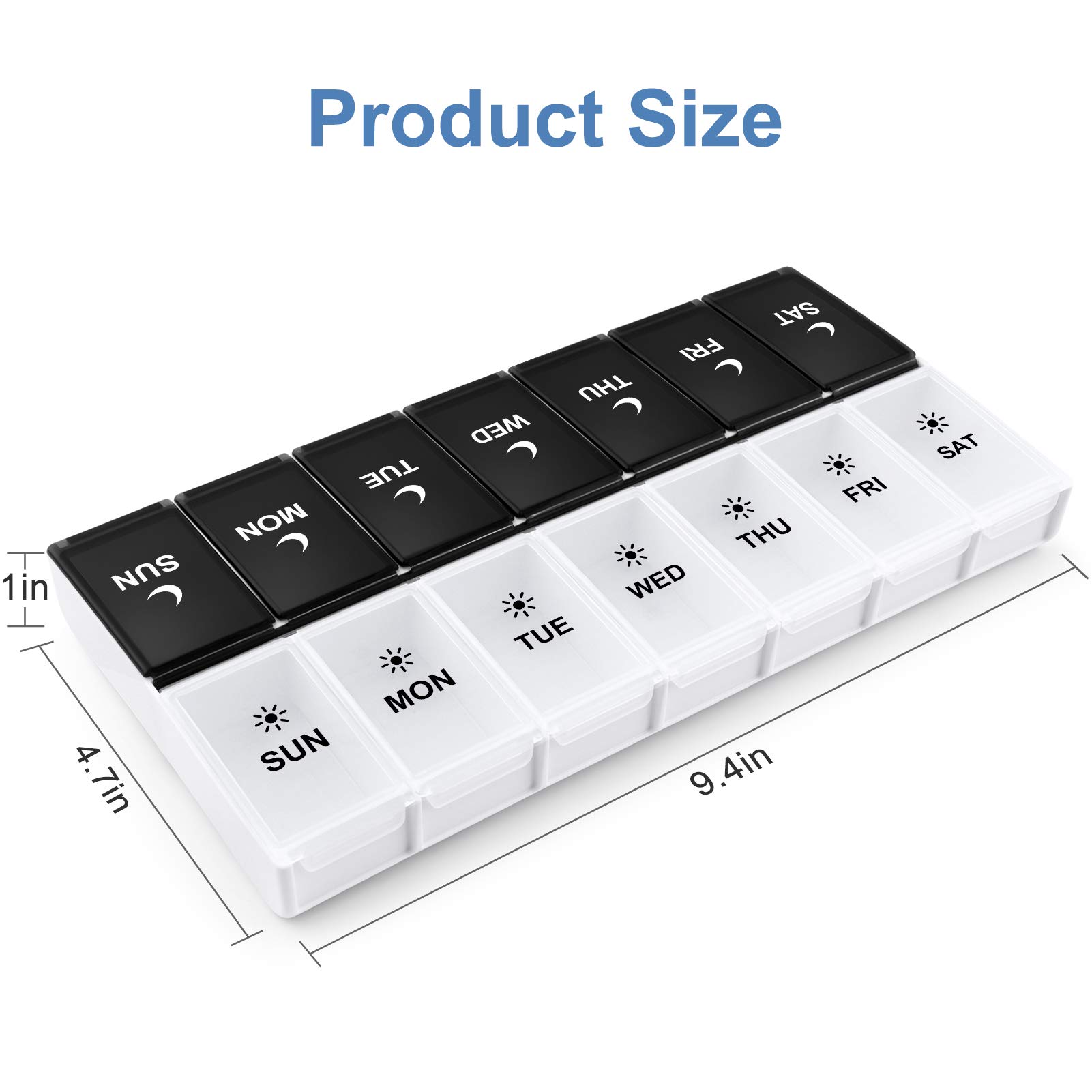 DANYING Pastillero extra grande 2 veces al día, caja de píldoras semanales XL, caja de píldoras AM PM, contenedor de píldoras 7 días, estuche de vitaminas dos veces al día