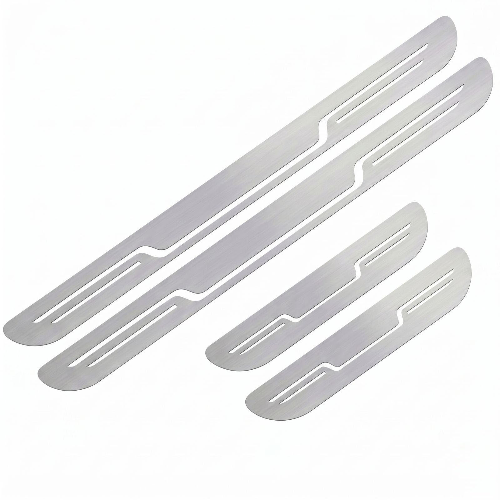 CHEAJYQA for Peugeot Rifter 2018-2026 Car Door Sill Protectors, Car Scuff Plates, 4 Piece Anti Scratch Door Sill Guards, Auto Entry Step Covers, Adhesive Protectors, Silver Brushed