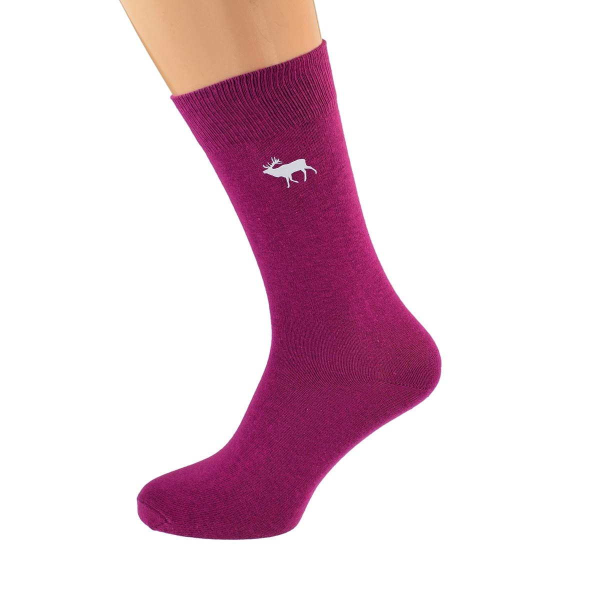 Gtr-Prestige Giftware Men's Maroon Cranberry Contemporary Stag Design Socks Uk Size 5-12 (Maroon Cranberry)