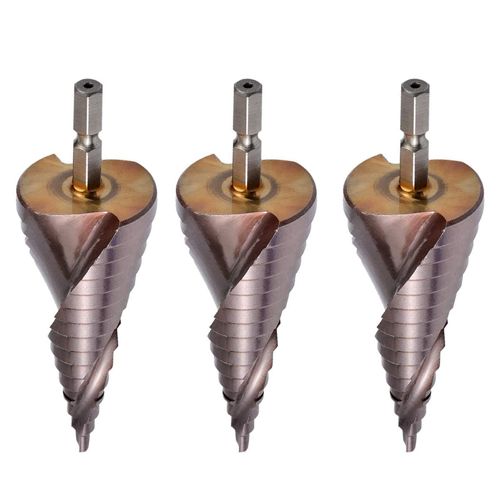 3X M35 HSS Co Step Punta Punta Punta Cobalto Cono Punte 4-32mm Legno Acciaio Metallo Foro Strumento Set Hex