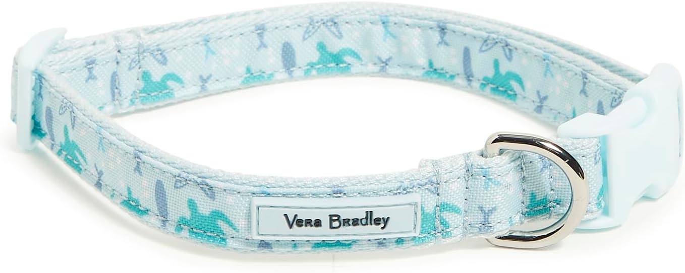 2 Vera Bradley Women's Recycled Lighten Up Water-repellent Adjustable Pet Collar, Tiny Turtle Dream, Medium