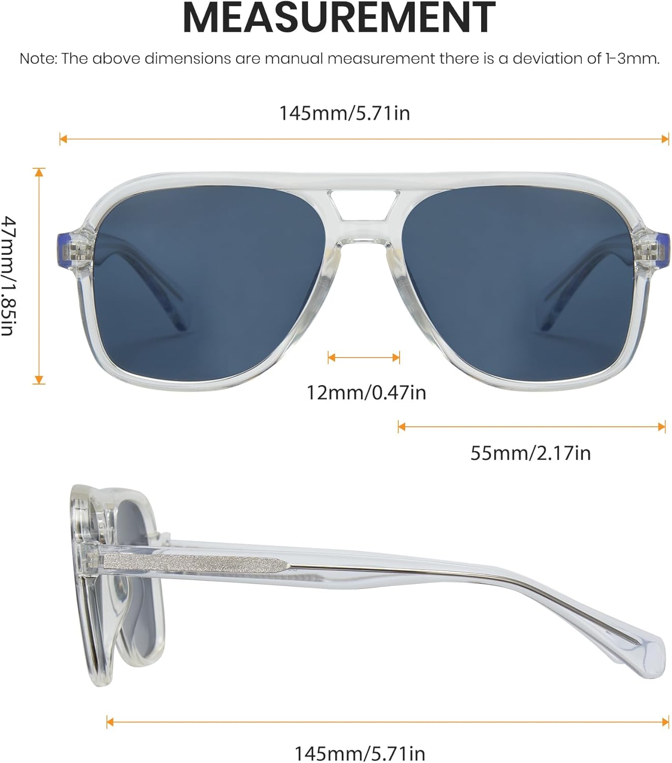 Cyxus Oversized Aviator Sunglasses for Women Men Acetate Frame Polarized Lens UV Protection for Outdoor P1581