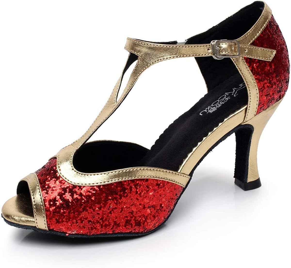 Scarpe Da Ballo Latino Per Bambine – Glitter Oro, Tacco 3,5 Cm, Suola Scamosciata, Per Salsa, Tango E Scuola Di Ballo