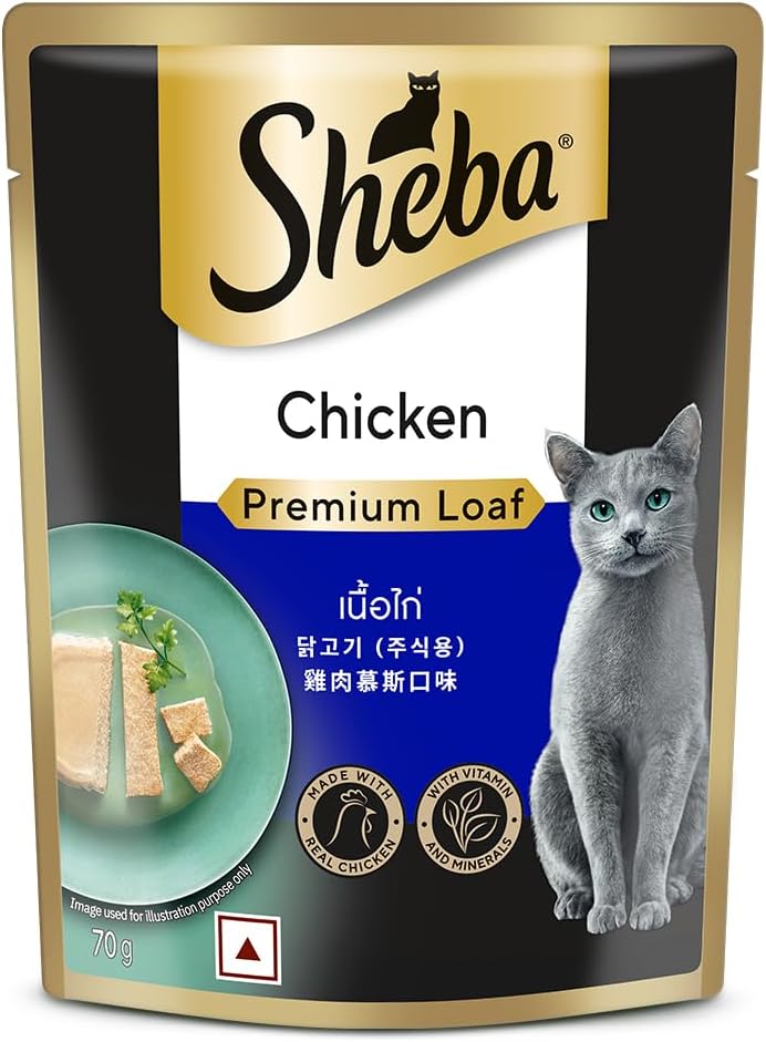 Fine Premium Adult (1+ Years) Wet Cat Food, Chicken Premium Loaf, 70 g Pouch, High-moisture gravy cat food for healthy hydration