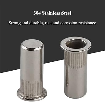 Rivet Nuts Rivet nut, Flat/Countersink Head Sealed Rivet Nuts SUS304 Threaded Insert Nut Flat Head Nutsert Rivnuts with Knurling(10pcs,Countersunk M5*16.5)(30pcs,Countersunk M4*16)