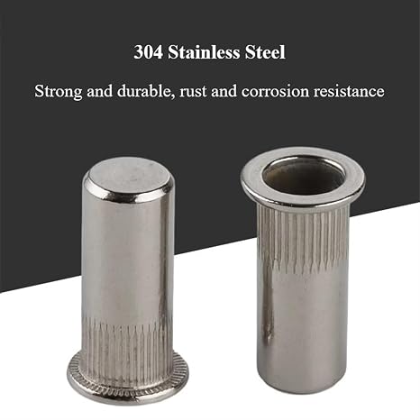 Rivet Nuts Rivet nut, Flat/Countersink Head Sealed Rivet Nuts SUS304 Threaded Insert Nut Flat Head Nutsert Rivnuts with Knurling(10pcs,Countersunk M5*16.5)(30pcs,Countersunk M4*16)
