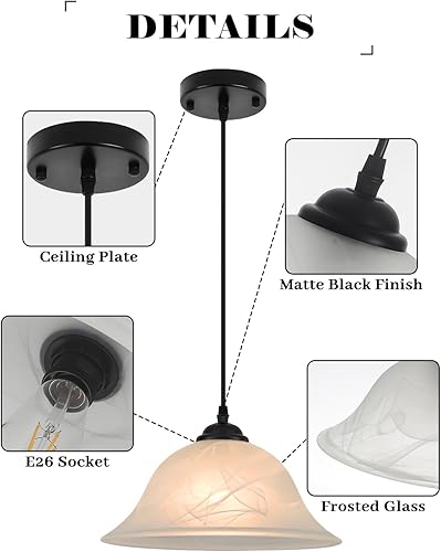 Miniatura 6 de Luces Colgantes de Cocina Sobre la Isla, Lámpara Colgante de Alabastro de 11.8 Pulgadas con Vidrio Esmerilado, Luces Colgantes de Cocina de Vidrio 1