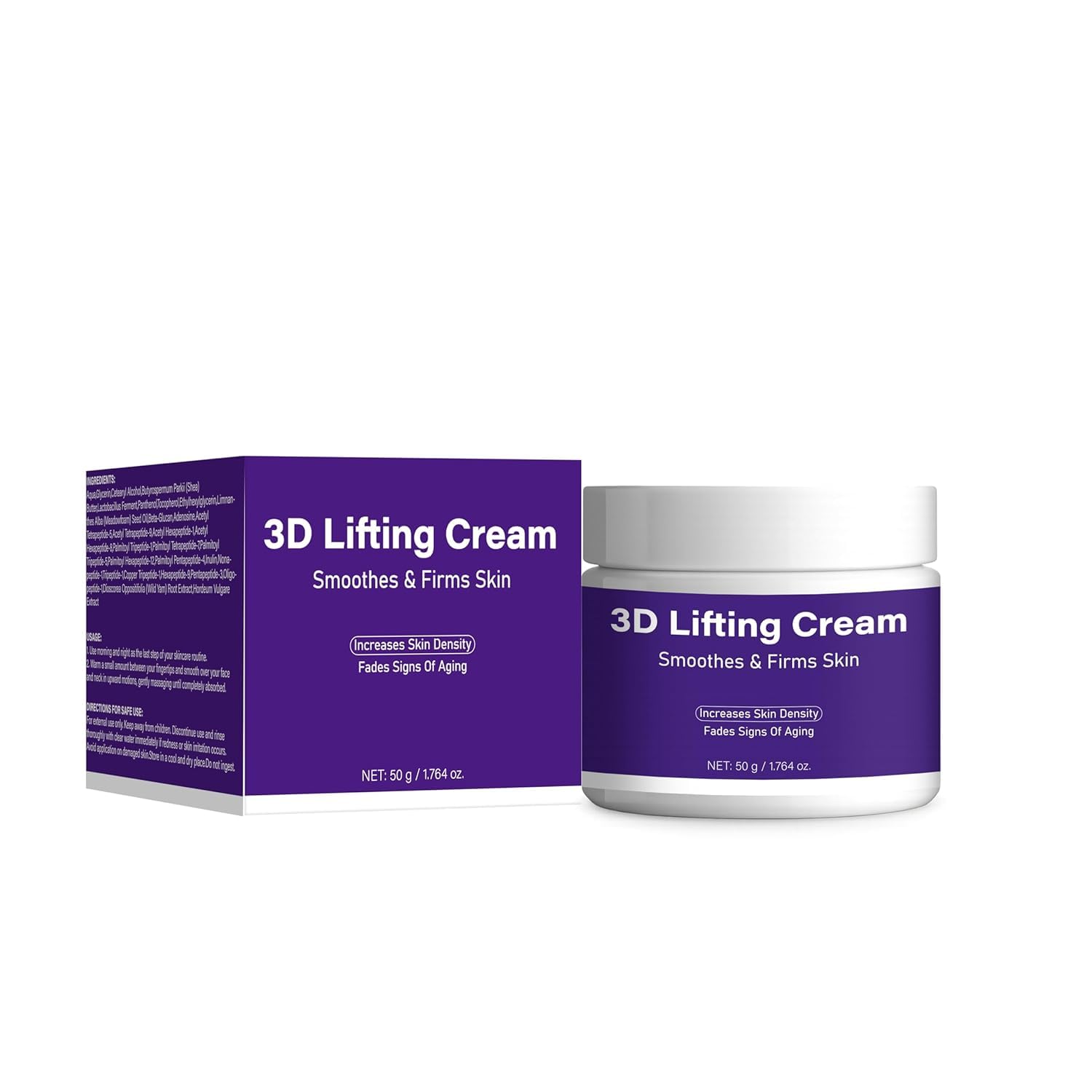 3D Lifting Night Cream, Korean Anti-Aging Moisturizer with 17-Peptide Complex, Probiotic Facial Treatment for Face, Neck Wrinkles，1.7 fl oz