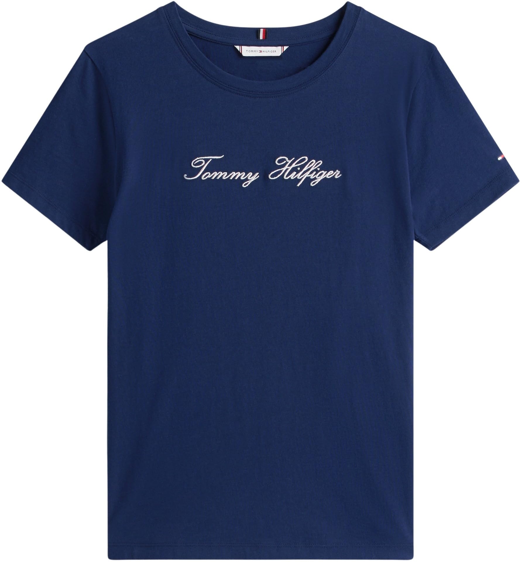 Tommy Hilfiger Camiseta de Manga Corta Mujer Lurex Script con Cuello Redondo