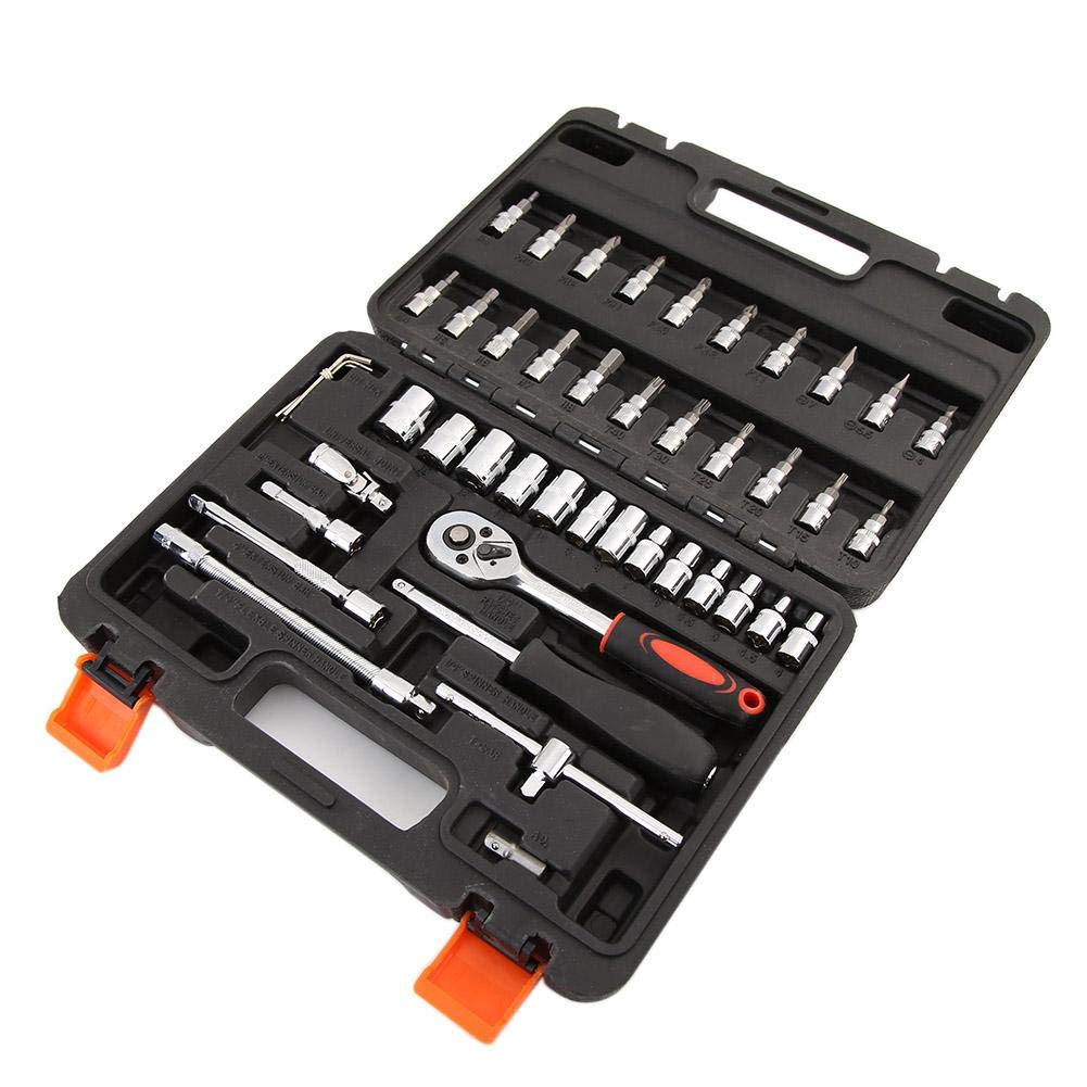 Set Di Utensili Combinati Da 46 Pezzi Kit Di Cacciaviti A Bussola Con Chiave A Cricchetto Con Cassetta Degli Attrezzi In Plastica Set Di Attrezzi Manuali Per La Riparazione Di Auto Domestiche A