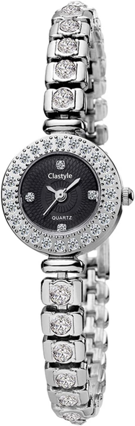 Women Silver Rhinestones Bracelet Watch Ladies Elegant Wrist Watches