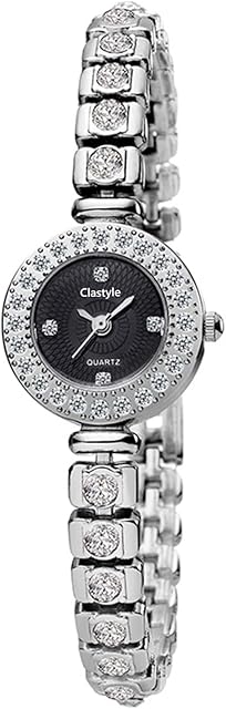Clastyle Rhinestone Silver Women Watches Elegant Stainless Steel Ladies Bracelet Watch