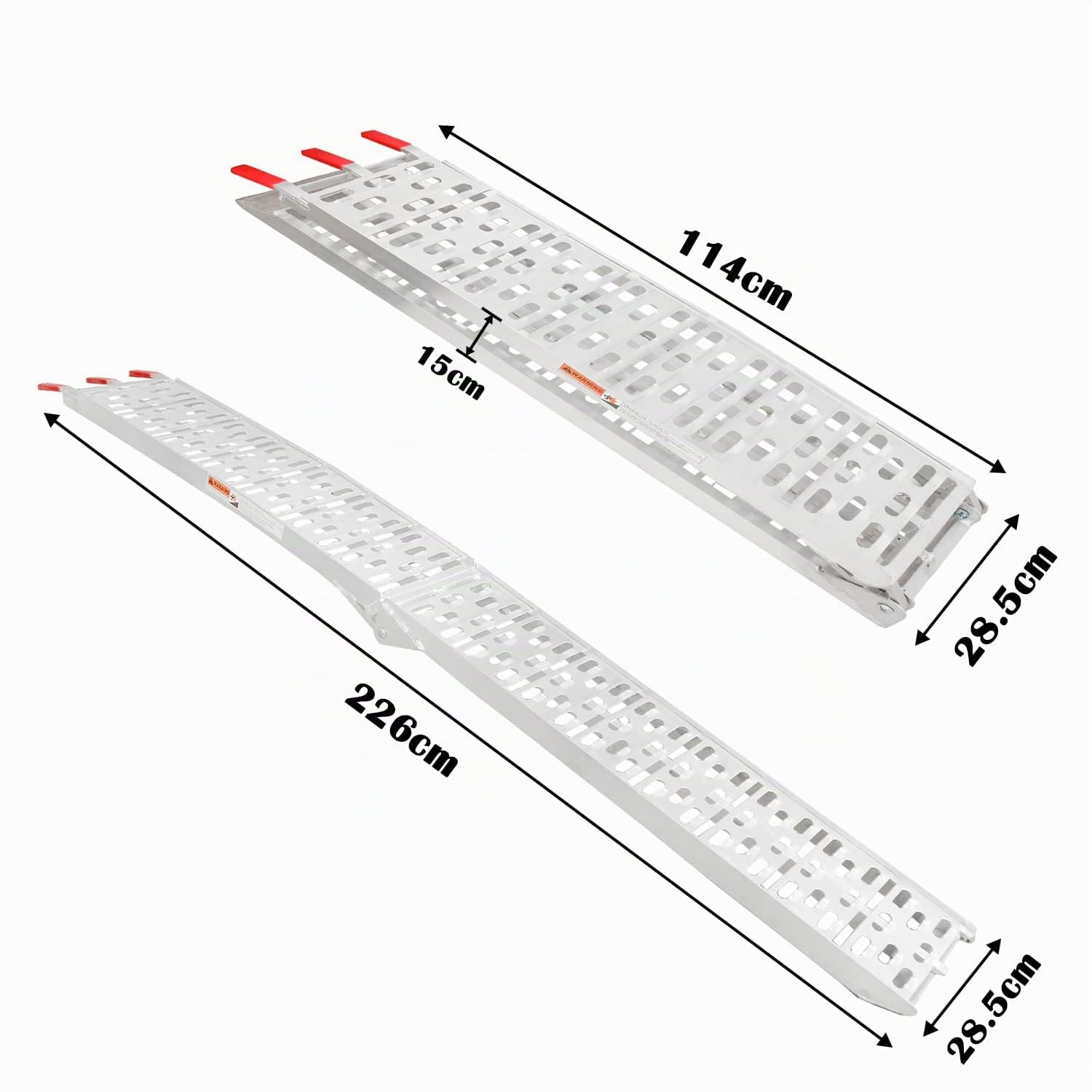 Gimisgu - Rampa di carico pieghevole in alluminio, 2 pezzi, antiscivolo, per auto, moto, rimorchi, tosaerba, 226 x 30,5 x 5,5 cm, max 340 kg