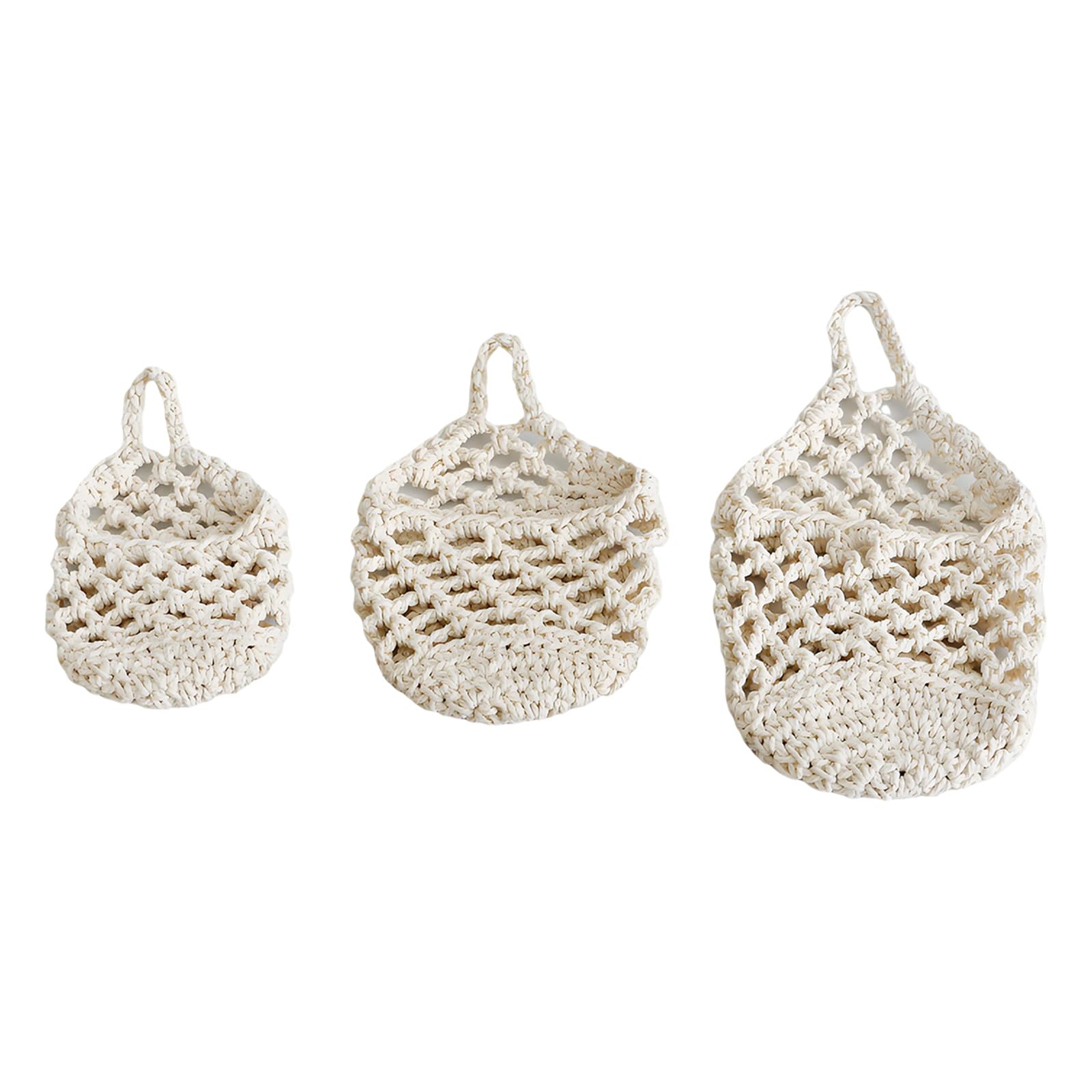 Tsophreniq 3 Pieces Cotton Rope Hanging Baskets Bird Nest Design for Fruit Vegetable and Small Items Organization Nesting Design Fruit Planner