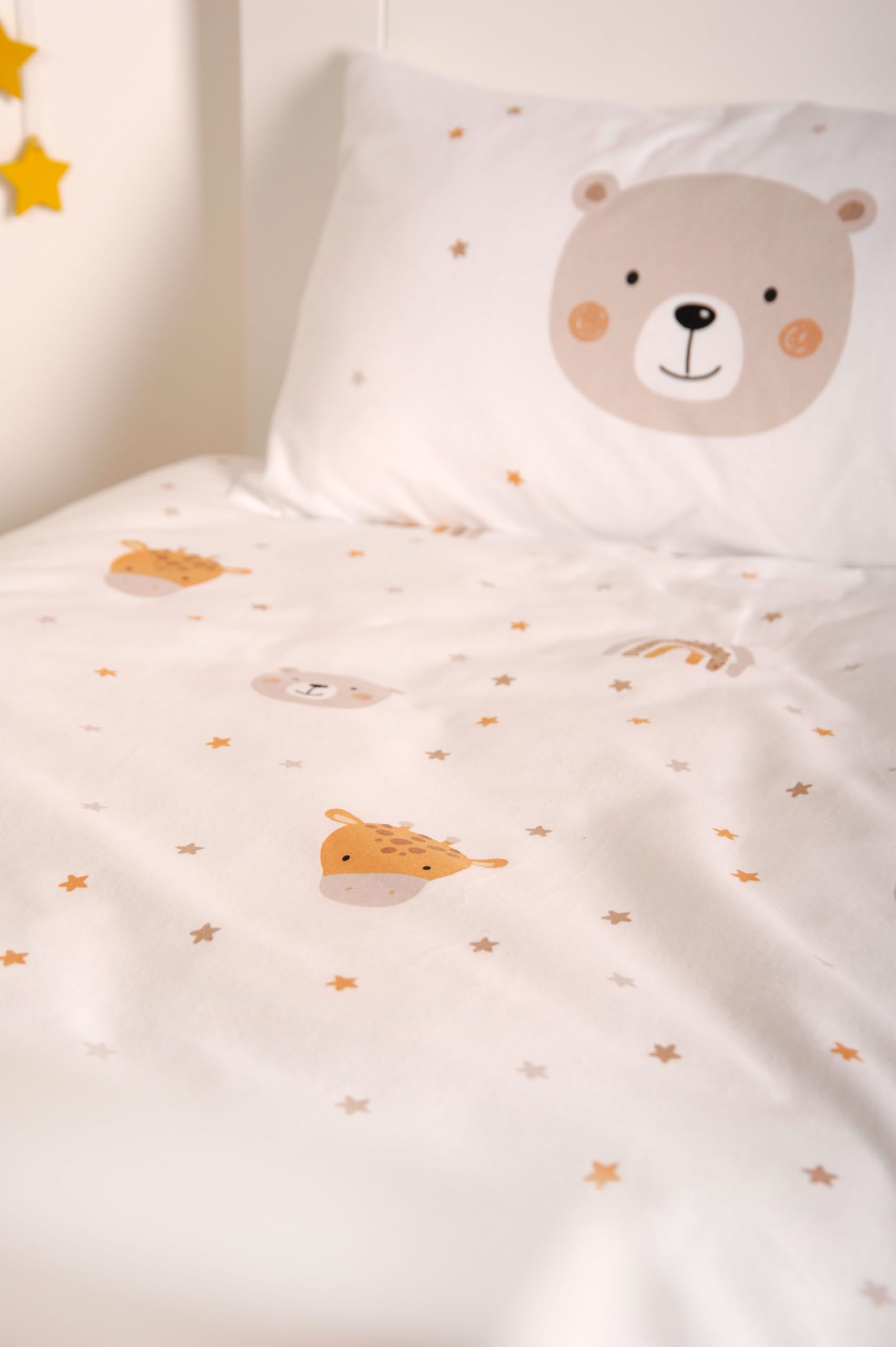 Herding babybest Parure de lit d'hiver Little Friends, Taie d'oreiller 40 x 60 cm avec rabat hôtel, Housse de couette 100 x 135cm, Avec fermeture éclair, 100% coton/flanelle, Twin