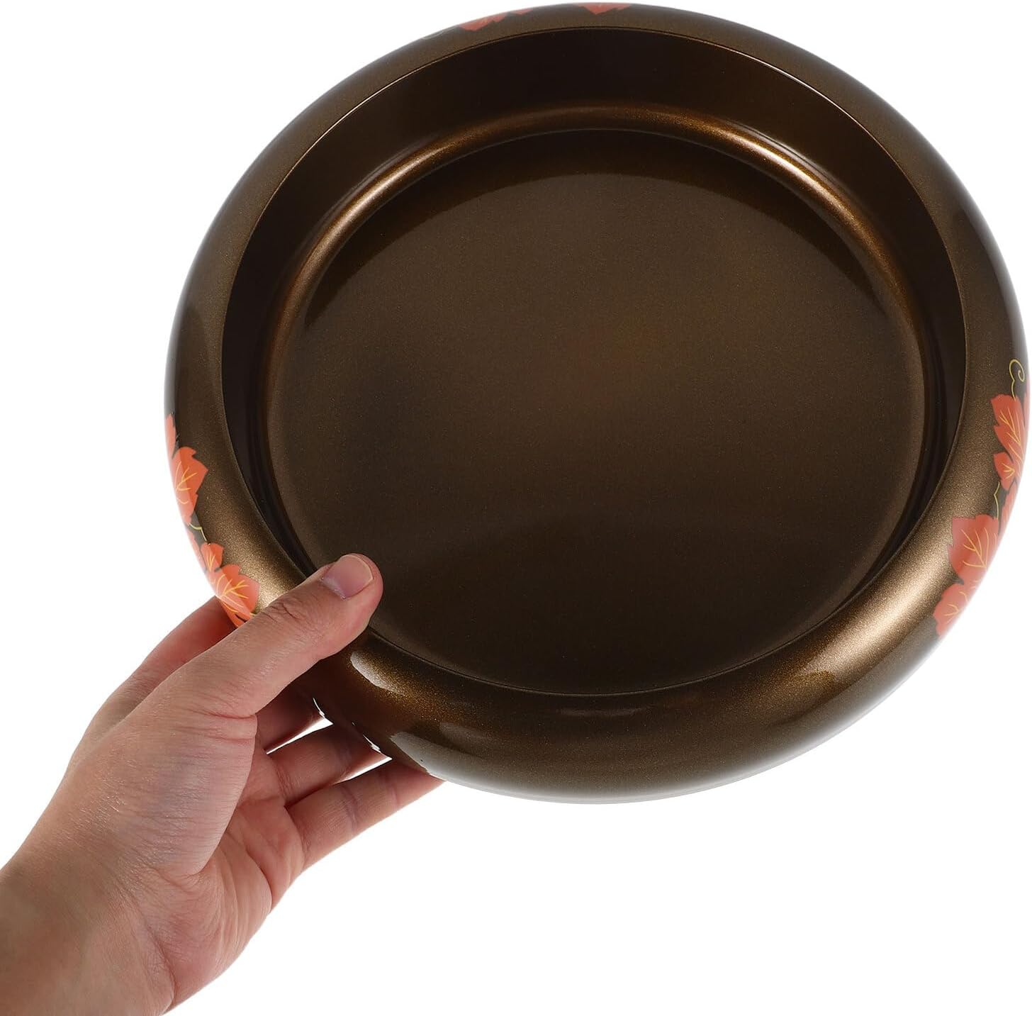 SHOWERORO Japanese round Sushi Plate with Maple Leaf Design, Plastic Sushi Platter for Sashimi and Appetizers, Small Size Serving Tray for Parties and Home Use