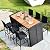 Tangkula 7 PCS Outdoor Wicker Furniture with Acacia Wood Bar Table Top and Removable Cushion, Conversation Set for Dining, Patios, Backyards, Porches, Gardens and Poolside (Black)