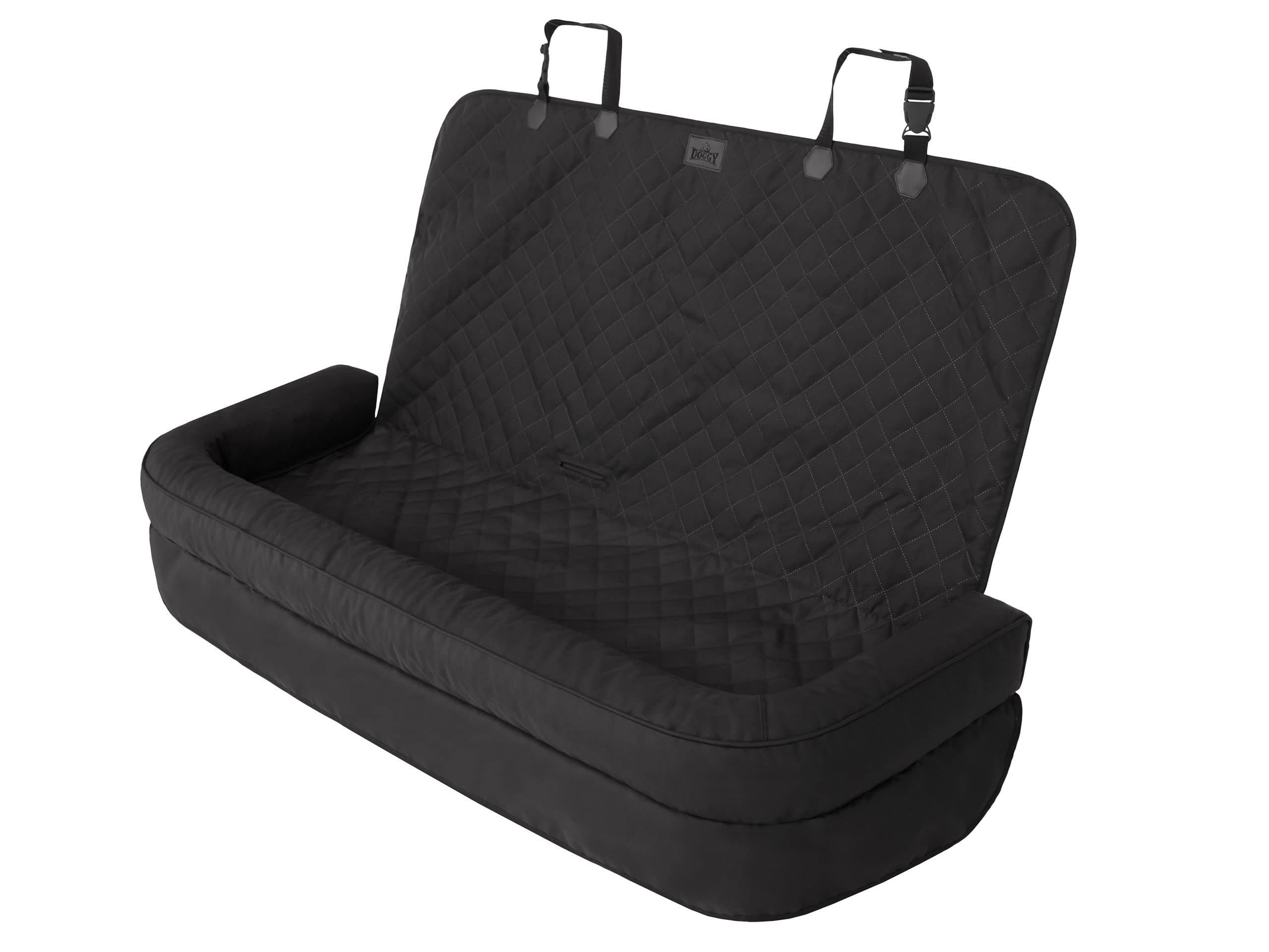 Asiento de coche para perros, cama para perros, transportín para asiento trasero, cesta para perros, cama para gatos y perros pequeños, 135 x 45 cm, negro, Oxford