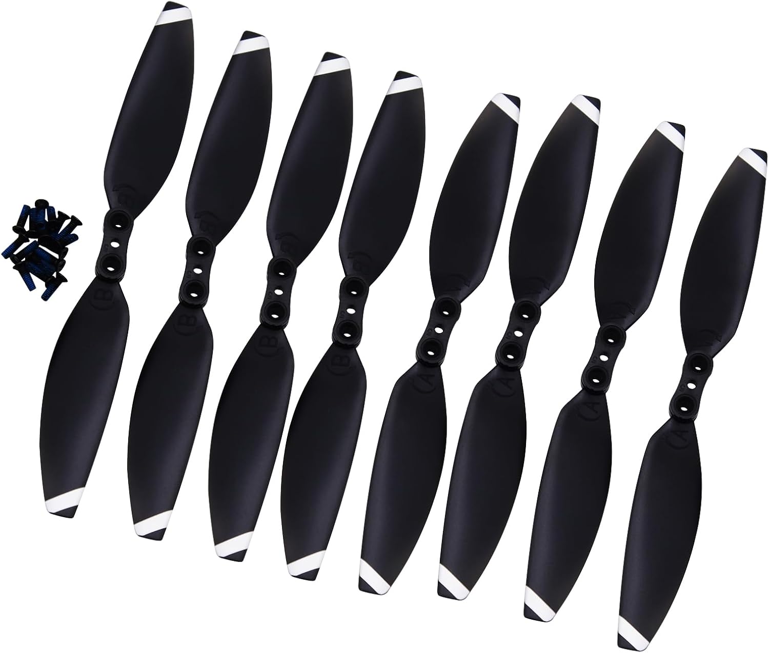 Blomiky RC Drone Propellers, Black Plastic and Metal, 8 Pack Replacement Blades for F11Mini F7Mini Syma W3 Small Quadcopter / W3 Blades 2