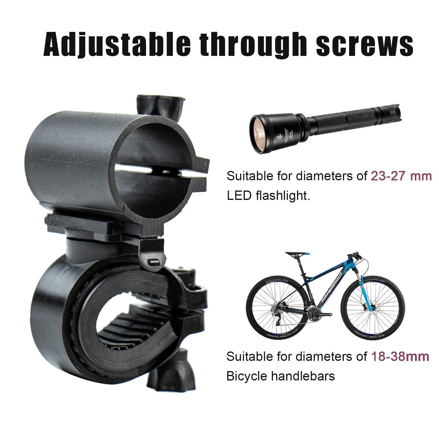 Support De Lampe De Poche De Vélo à 360 Degrés, Clip De Lampe De Poche Velo Porte Velos A Velo Support Velo Pour 80305937