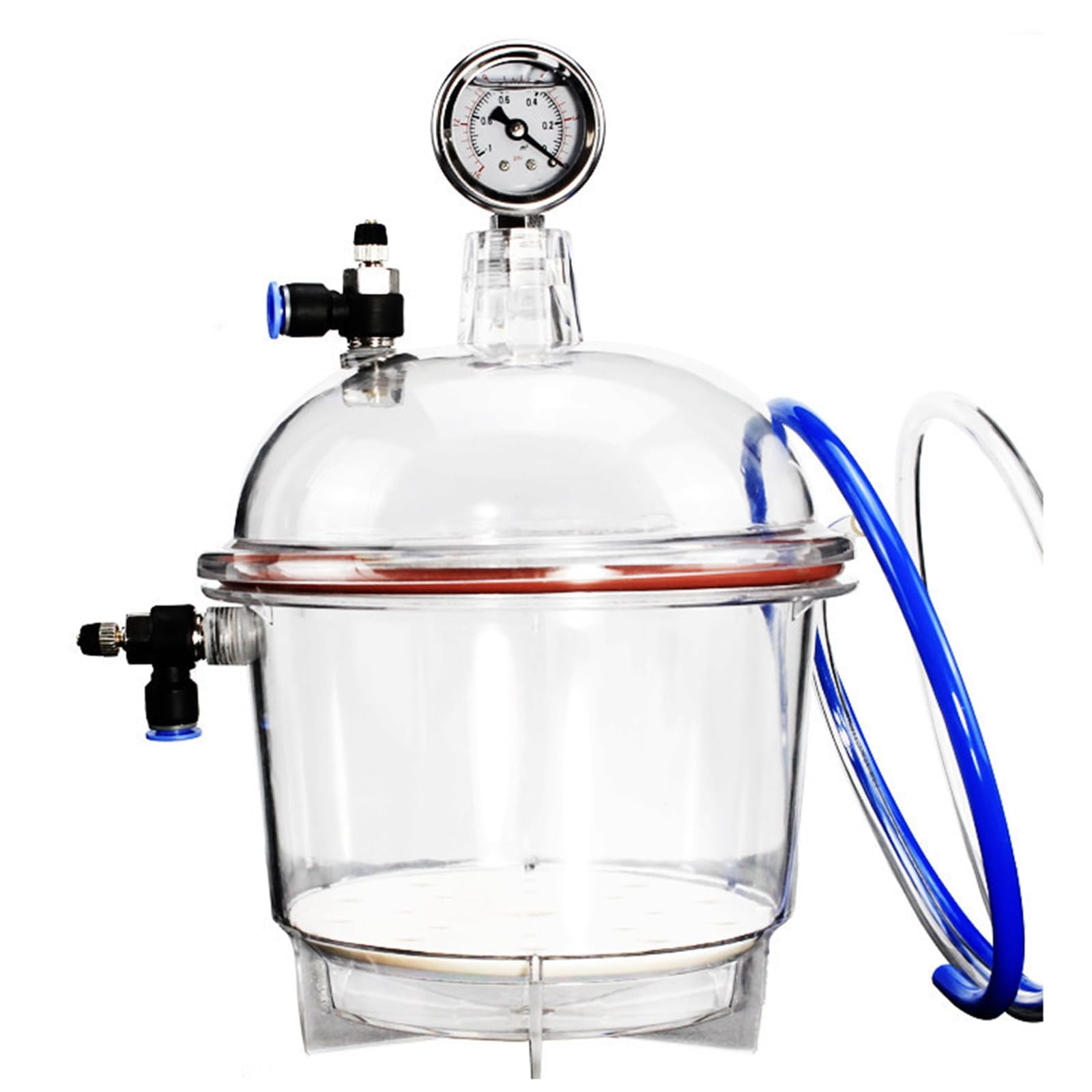 Polycarbonat-Vakuumtrocknungsgefäß, 250 Mm Labor-Vakuum-Exsikkator Mit Doppelventilen Und Manometer, Für Die Vakuumtrocknung Und Lagerung In Der Laborforschung