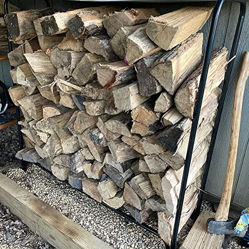 Kuafu 4Ft Firewood Rack For Outdoor Indoor Wood Log Rack Holder Storage Stand Stacker Wood Pile Lumber Storage Carrier Organizer Fireplace Tool Steel Black #TOP1
