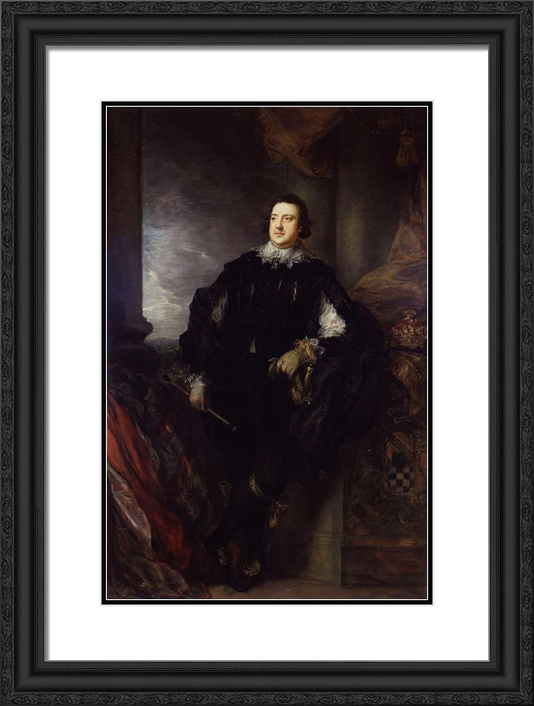 ArtDirect Gainsborough, Thomas 19x24 Gold Ornate Framed Art Print with Double Matting Titled: Charles Howard 11th Duke of Norfolk