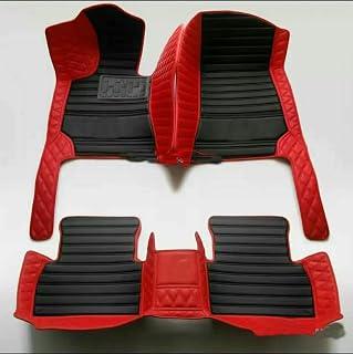 Fit for BMW 1 2 3 4 5 6 78 Series X1 X3 X4 X5 X6 X7 GT Waterproof car Floor mats Custom Style Full Coverage All Weather Protection Non-Slip Leather Floor Liners (Red Black)