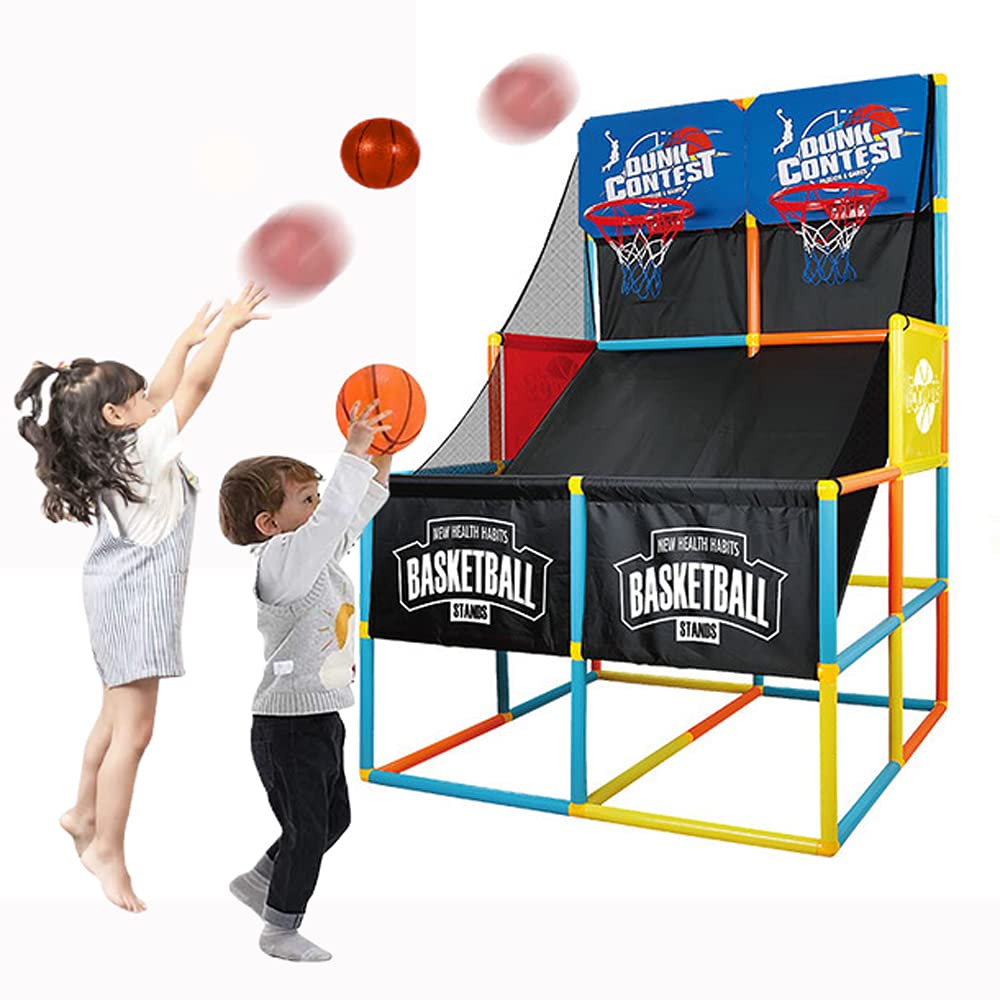 JT-House Double Basketball Arcade Game for Kids with Ball and Pump for Kids, Outdoor Toys Backyard Games Mini Hoops Basketball Goals Indoor Shooting Sport for Boy Girl Ages 2 3 4 5 6 7
