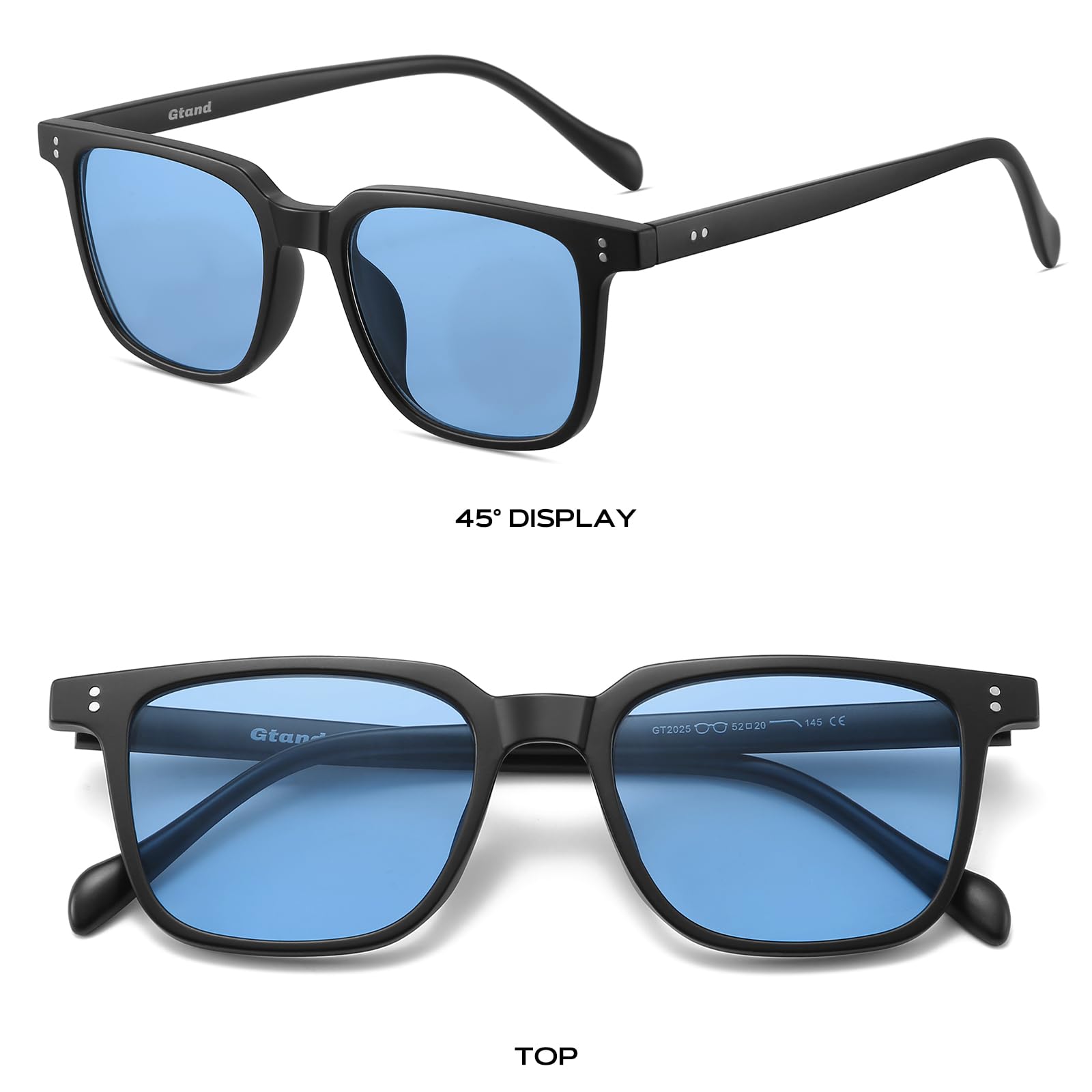 Gtand Unisex vintage retro kwadratowy styl przyciemniane okulary przeciwsłoneczne dla mężczyzn kobiet moda prostokątne okulary przeciwsłoneczne 52 mm