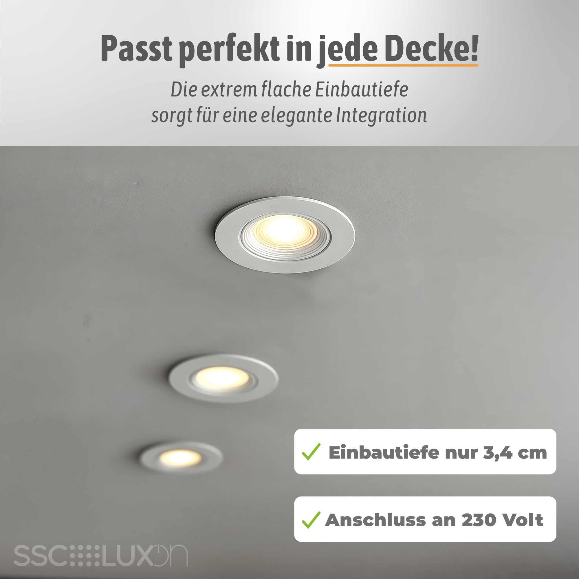 SSC-LUXon 10 Stück VIONA LED Mini Einbauspot flach weiß schwenkbar – Einbaustrahler Decke warmweiß, neutralweiß, kaltweiß