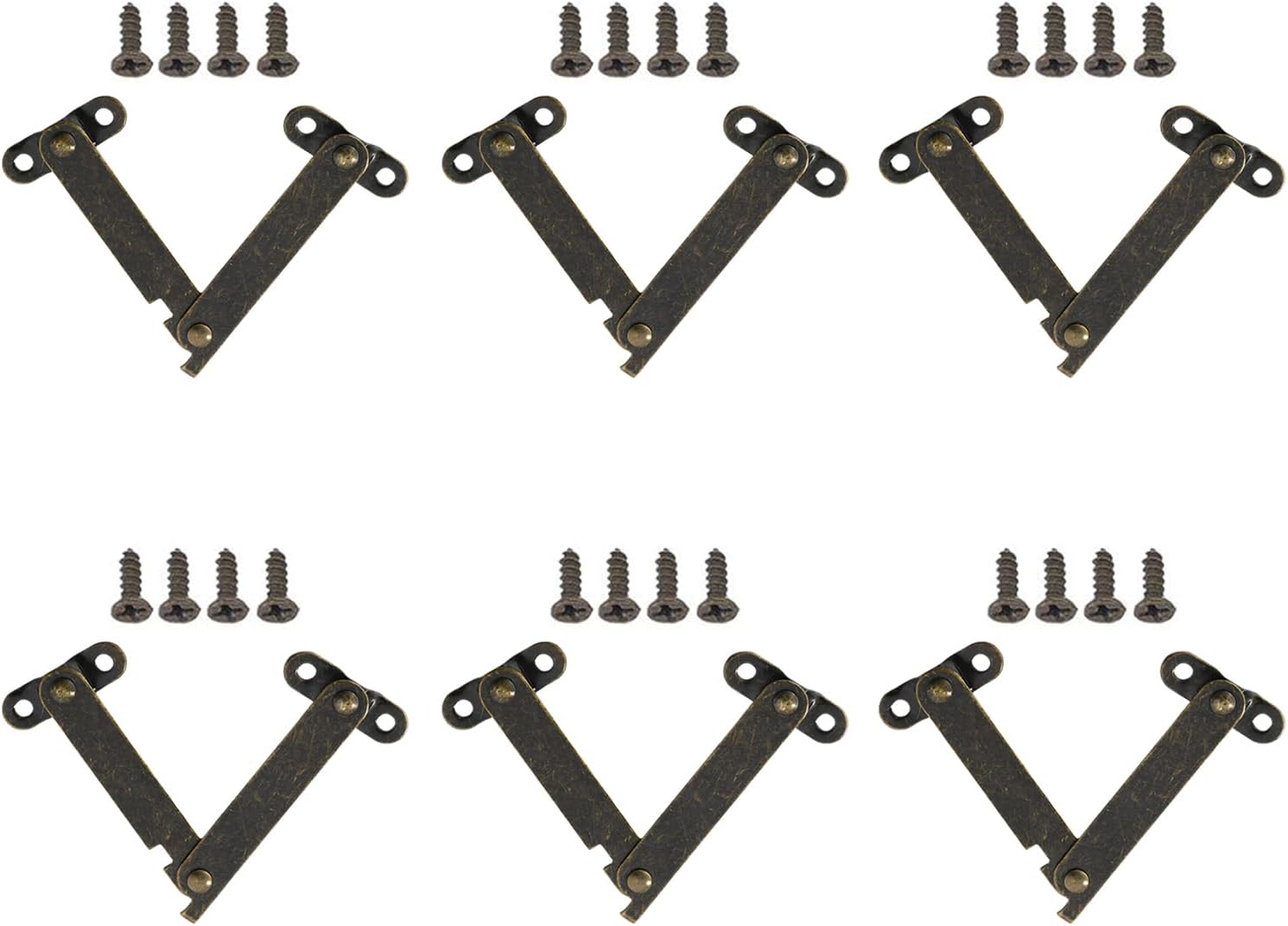 6pc Small Wood Box Lid Holder Metal Hinges Smooth Motion Strong Construction Noiseless Designs Hinges for Jewelry Case Rustproof Box Lid Joint