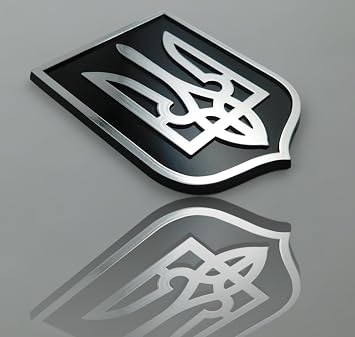 PLNP-UBC Ukraine Trident Tryzub Black Chrome Plastic car Emblem Decal Sticker Crest UBC