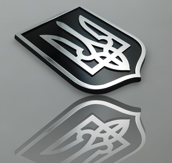 PLNP-UBC Ukraine Trident Tryzub Black Chrome Plastic car Emblem Decal Sticker Crest UBC