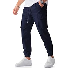 JMIERR Mens Casual Cargo Joggers Pants Stretch Elastic Waist Drawstring Tapered Sweatpants with Pockets