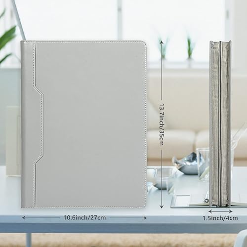 Miniatura 4 de Carpeta de cuero personalizada para mujereshombres, cartera de cuero vegano de 3 anillos para iPad de 13 pulgadas, organizador de carpetas de