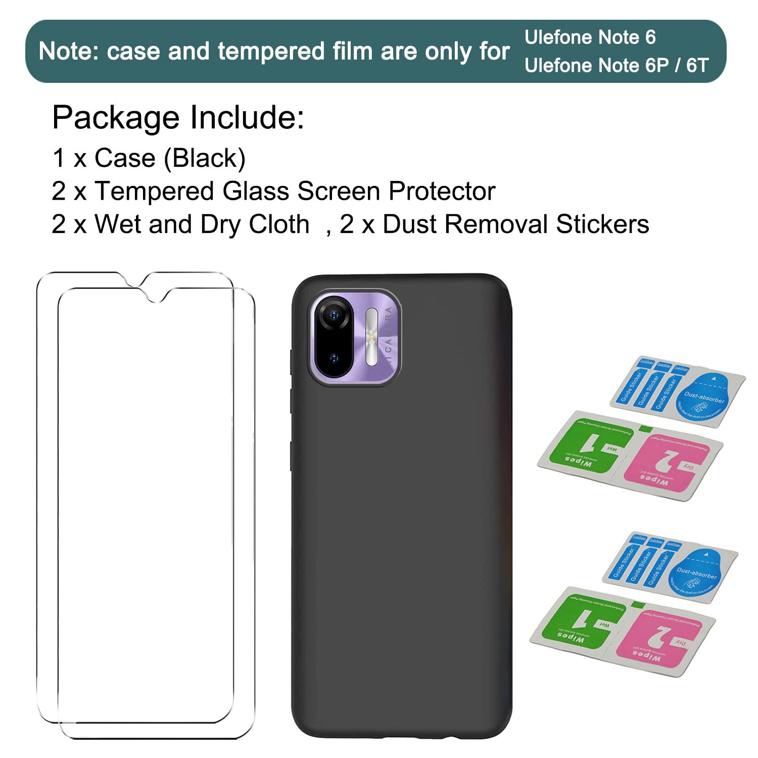 KARTXITAI Cover Personalizzata Compatibile con Ulefone Note 6/Note 6P/Note 6T con Foto Testi logo,Custodia Morbido TPU Gel Custom Case con Immagine,Testo Assorbimento degli Urti e Anti-Graffio -NERO
