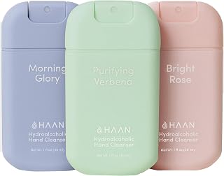 HAAN Spray idratante per le mani con aloe vera (confezione da 3) – 1 pezzo nelle fragranze: Morning Glory, Purifying Verbena, Rosa brillante