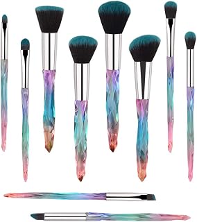 G-TexnikBrochas de maquillaje, 10 brochas de maquillaje profesionales, con mango de plástico colorido, , , Azul,, ]