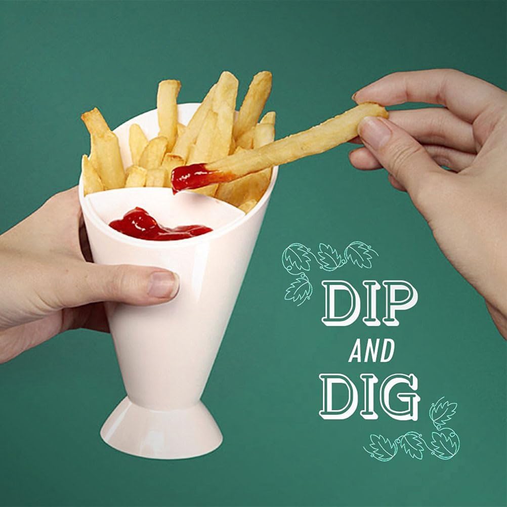 Unomor 5 Piece White Plastic Salad Cup for Fries and Vegetables