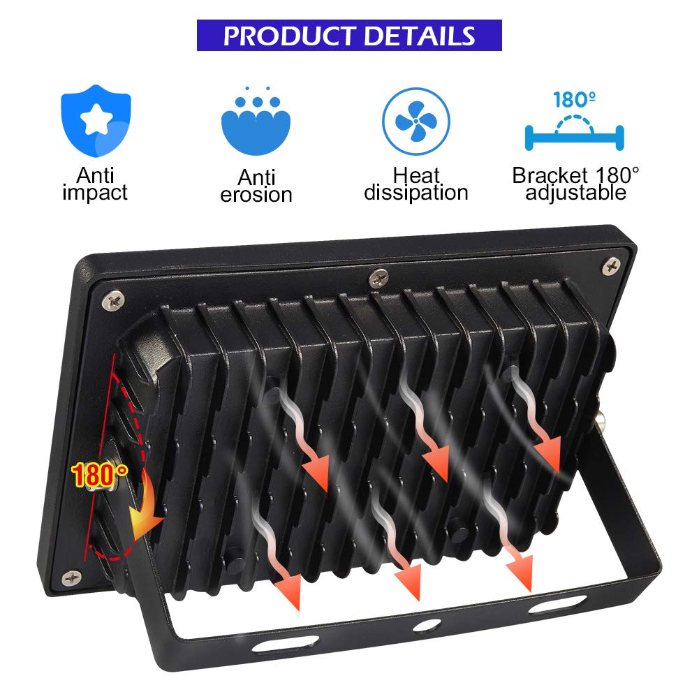 Foco LED de Luz Negra 30W - 2 Unidades, IP66 Resistente Al Agua, 150 LED UV Para Fiestas, Fluorescencia, Bar, Discoteca, Decoración de Halloween