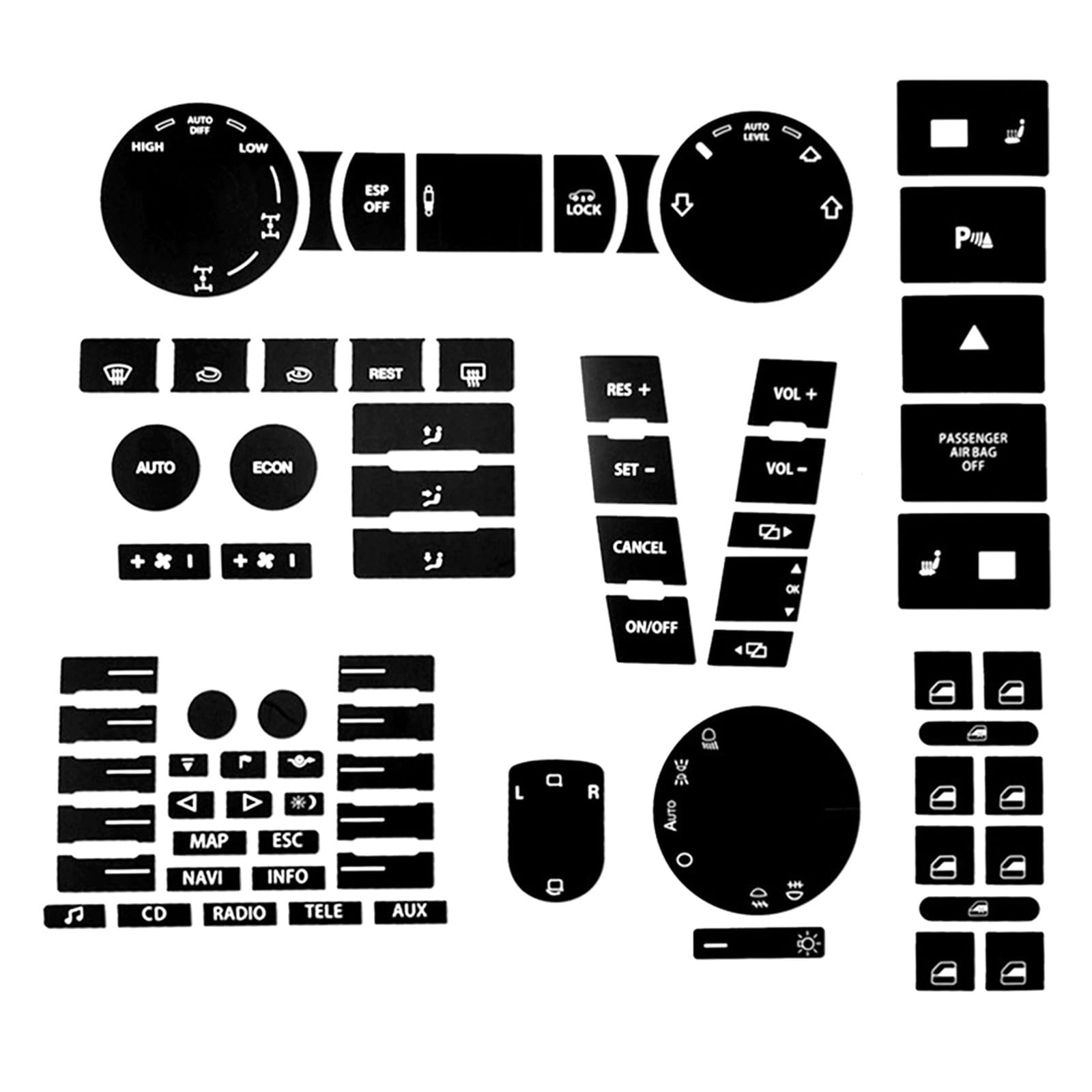 Wsbojxth One Color Repair Patch Compatible With Vw For Touareg 2004 2005 2006 2007 2008 2009 Car Center Console Part Switch Button Repair Kit Sticker Decal
