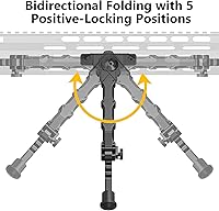 Vista 4 de CVLIFE Bípode de rifle de 7.5 a 9 pulgadas compatible con bípode de riel M con eslinga de rifle de dos puntos para rifle, ajustable, plegable, se